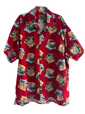 VTG Cruzin Wear Men's Sz 2XL VTG Cars Pin Up Girls Hawaiian Button Up Shirt USA